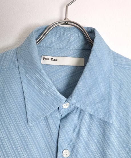 2000s "PERRY ELLIS" s/s silk striped shirt