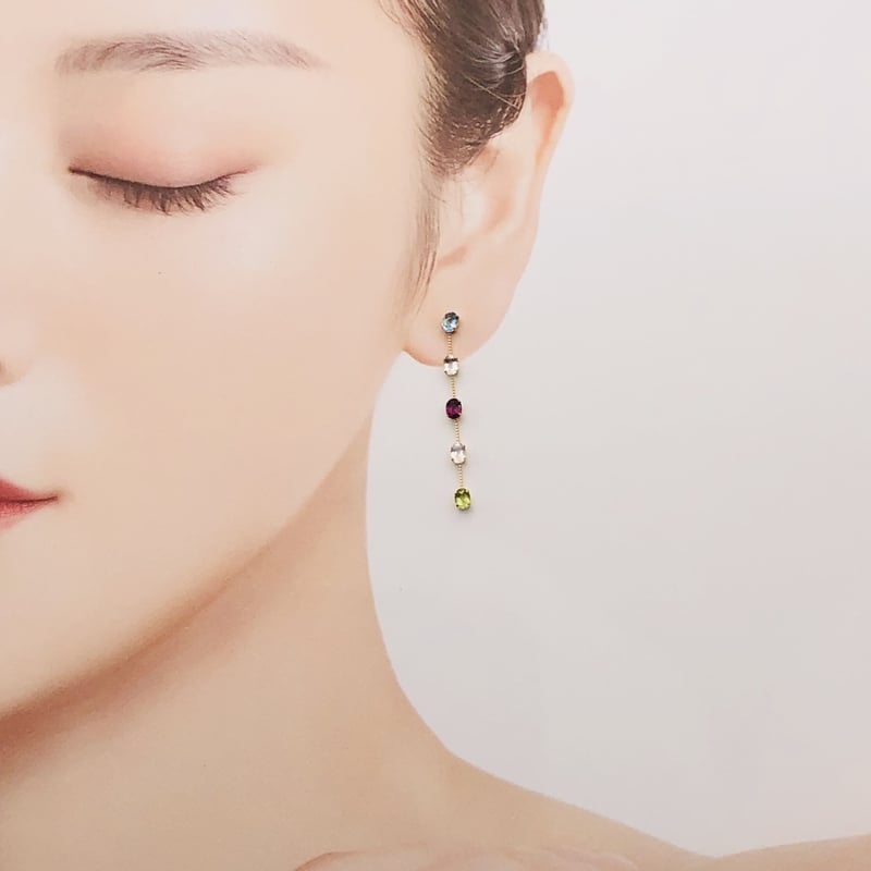 K18】半貴石 5連ピアス | Aqualish Marine Accessory