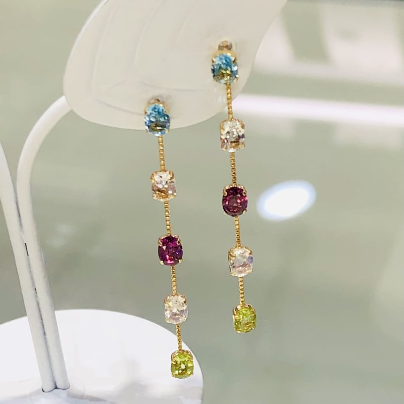 K18】半貴石 5連ピアス | Aqualish Marine Accessory