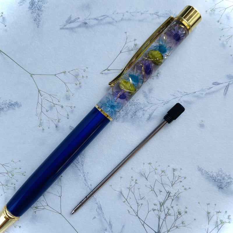 ボールペン　ハーバリウム　水色　紺色　紫　緑　パール　友達　上司　プレゼント ボールペン ハーバリウム 水色 紺色 紫 緑 パール 友達 上司