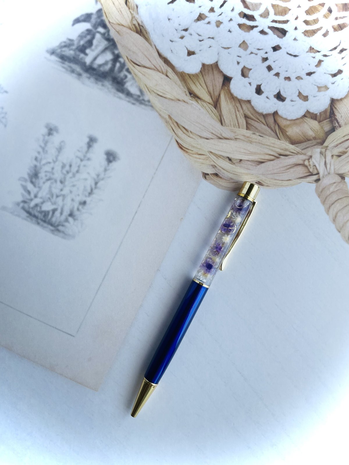 ハーバリウムボールペン　極小ミニバラ　ミント ハーバリウムボールペン極小ミニバラミント