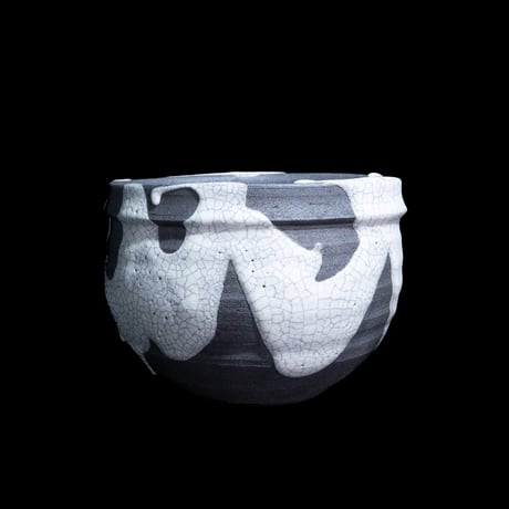 かみ山陶器 白マット貫入丸