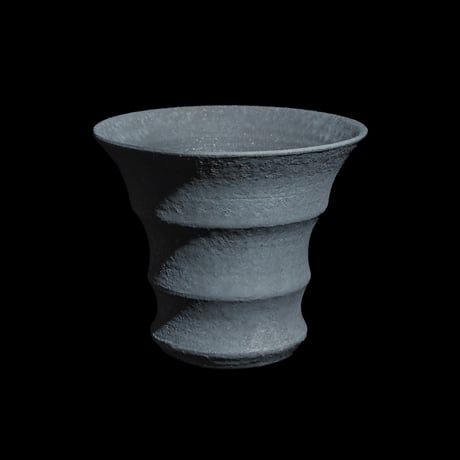 かみ山陶器 黒鉄釉波形鉢