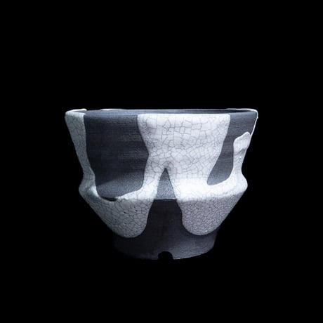 かみ山陶器 白マット貫入リム付