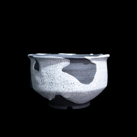 かみ山陶器 白マット貫入エン付