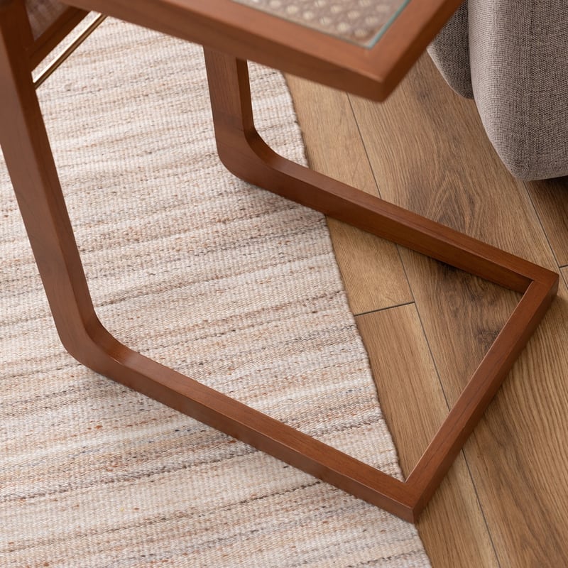 ラタン×ガラスのサイドテーブル「Vitren(ヴィトレン) ST