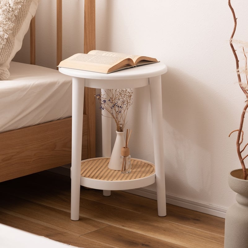 Casamia バンド・ウッドホワイトラタン サイドテーブル　即購入○ たじみ電力オンラインショップ Casamia バンド・ウッドホワイトラタン