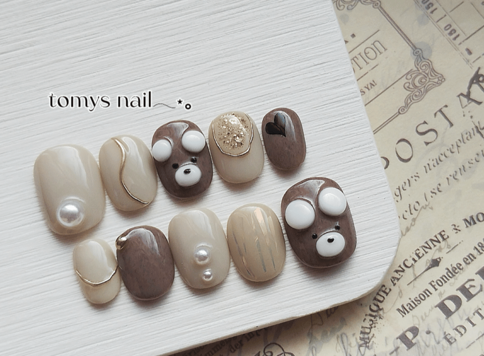 ⋆.⸜ぷっくりくまさん⸝.⋆ネイルチップ | tomy.nailtip(14日以内発送)