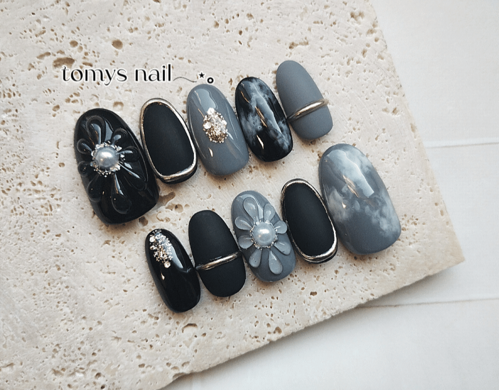 ♡人気No.3♡［Black×Flower］ネイルチップ | tomys.nailtip(14