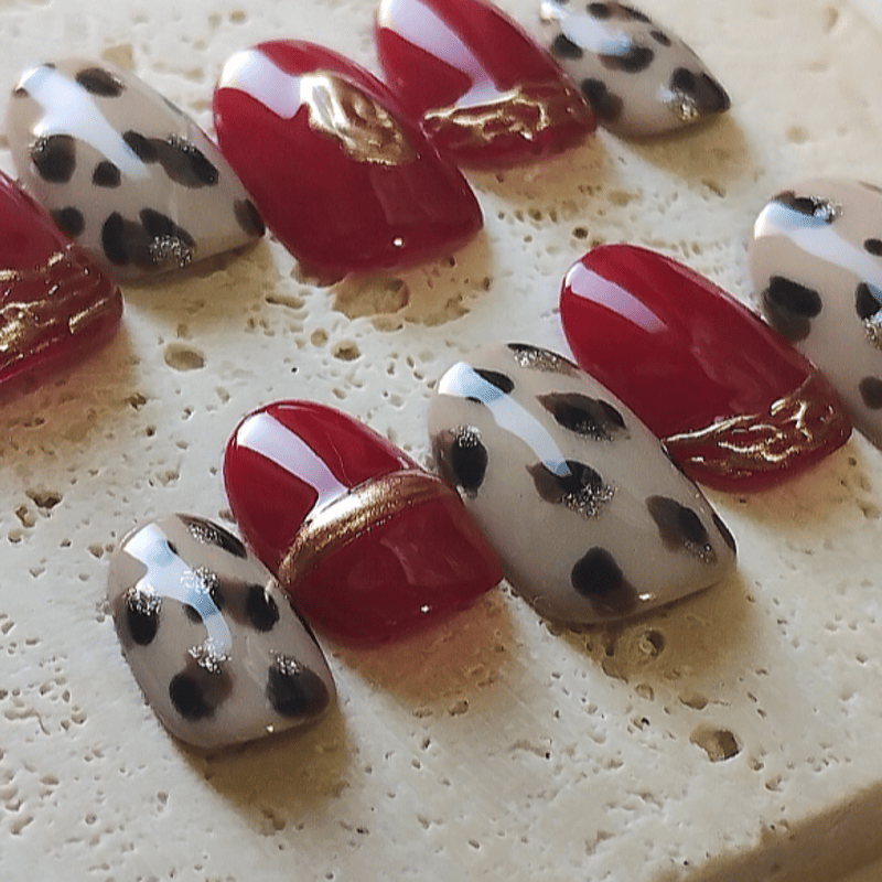 レオパード×ボルドー］ネイルチップ | tomys.nailtip(14日以内発送)