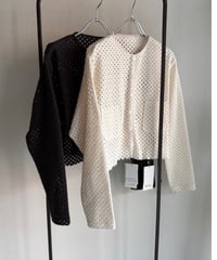 ♦️春物限定SALE♦️le mélange/ ラッセル編みショートカーディガン