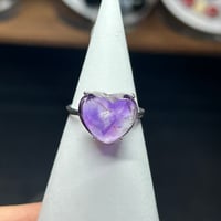 【パンダの工房】天然石パワーストーンスーパーセブンハート形指輪リング