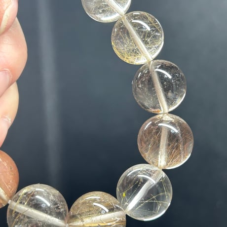 【パンダの工房】天然石パワーストーンルチルクオーツ獅子デザインブレスレット