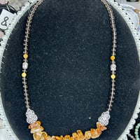 【パンダの工房】天然石パワーストーンシトリンスモーキーデザインネックレス