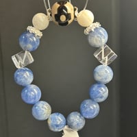【パンダの工房】天然石パワーストーンカイヤナイト四眼瑪瑙デザインブレスレット