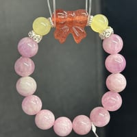 【パンダの工房】天然石パワーストーンクンツァイトストロベリーデザインブレスレット