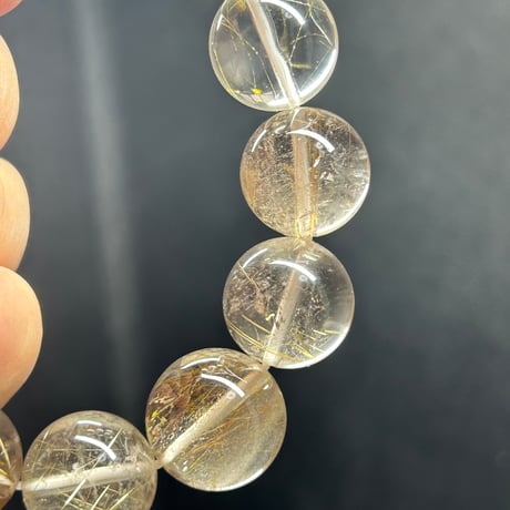 【パンダの工房】天然石パワーストーンルチルクオーツ獅子デザインブレスレット