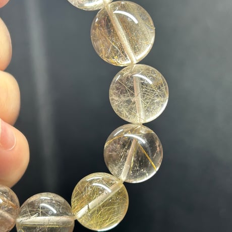 【パンダの工房】天然石パワーストーンルチルクオーツ獅子デザインブレスレット