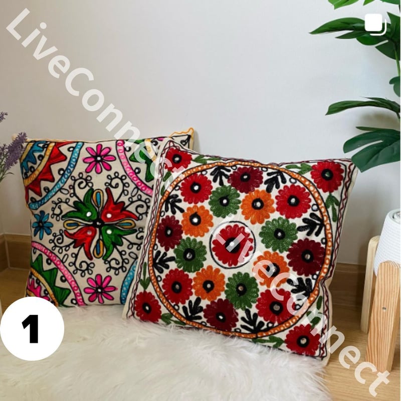 花柄刺繍 クッションカバー5枚セット 花柄・刺繍クッションカバー【全5種類】 | Live-connect's STORE