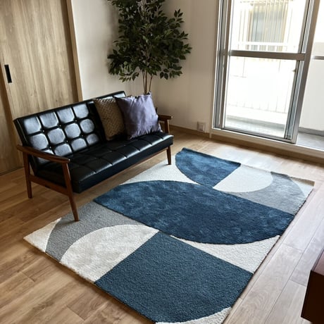 クラシノ家具店　オリジナルラグ　GEOMETRY BLUE