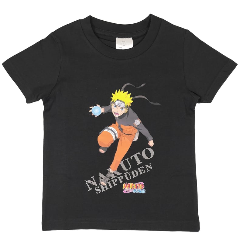 アニメTシャツNARUTOナルト疾風伝20周年 NARUTO疾風伝 ナルト螺旋丸 キッズTシャツ ブラック | LIM-SHOP
