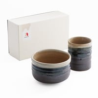 翠嶺の景　彩雲　抹茶碗・寿司湯呑セット