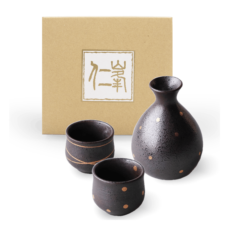 黒釉金彩酒器揃い