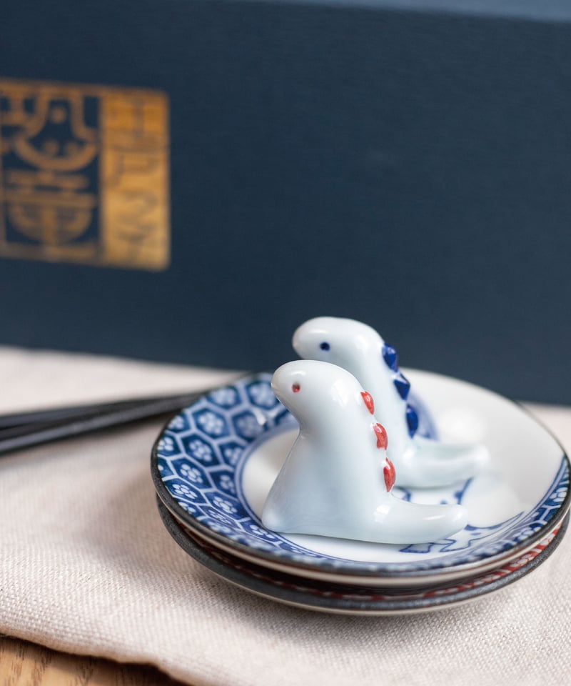 江戸っ子恐竜 まめ皿・箸置ペア [ギフトセット] | AWASAKA