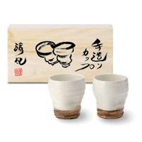 雪粉引 カップペア（木箱）［ギフトセット］
