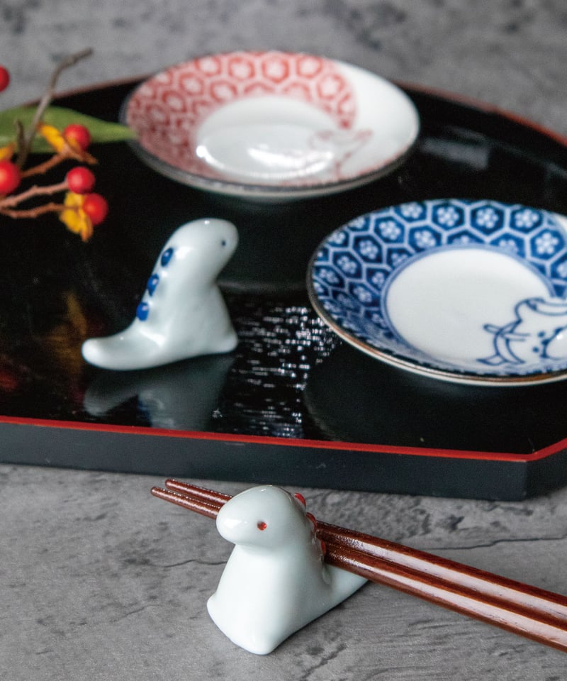 江戸っ子恐竜 まめ皿・箸置ペア [ギフトセット] | AWASAKA