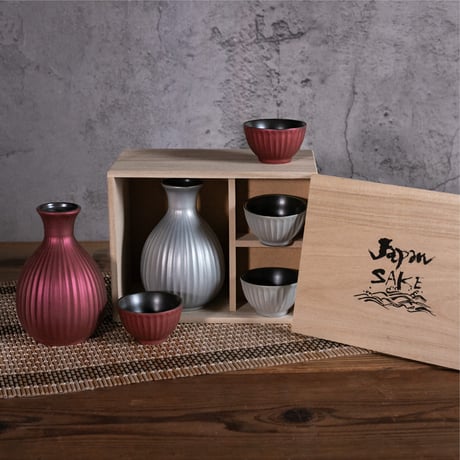 メタルカラー　酒器揃（木箱）[ギフトセット]