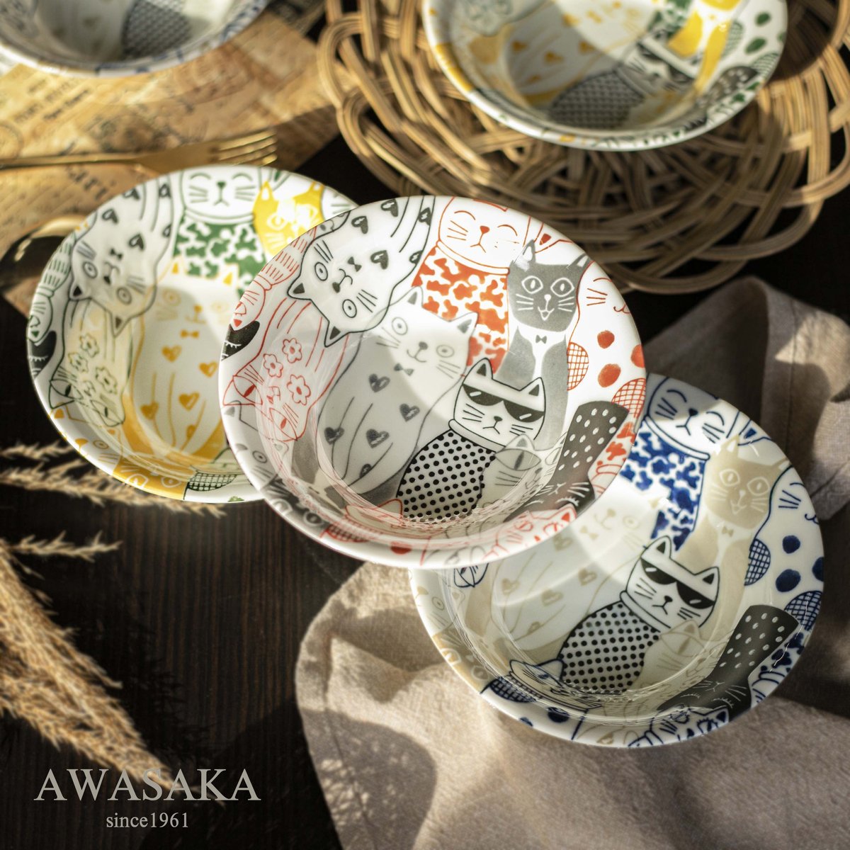 kumauri_starさま専用 ポーリッシュポタリーボウル(キャットウォーク