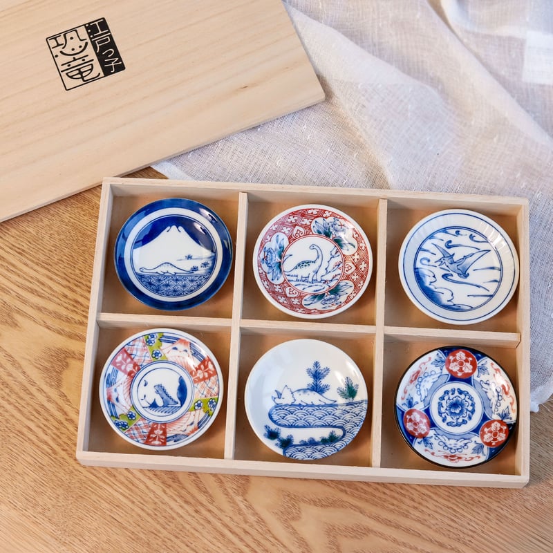 江戸っ子恐竜 六客まめ皿揃 [ギフトセット] | AWASAKA