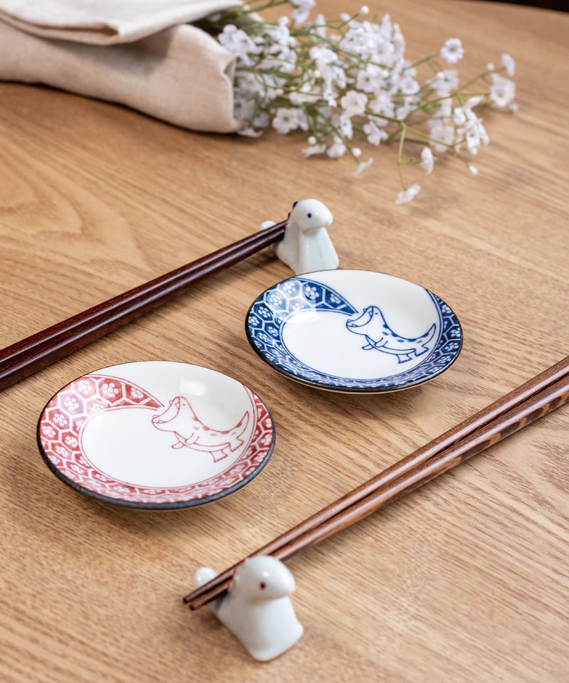 江戸っ子恐竜 まめ皿・箸置ペア [ギフトセット] | AWASAKA