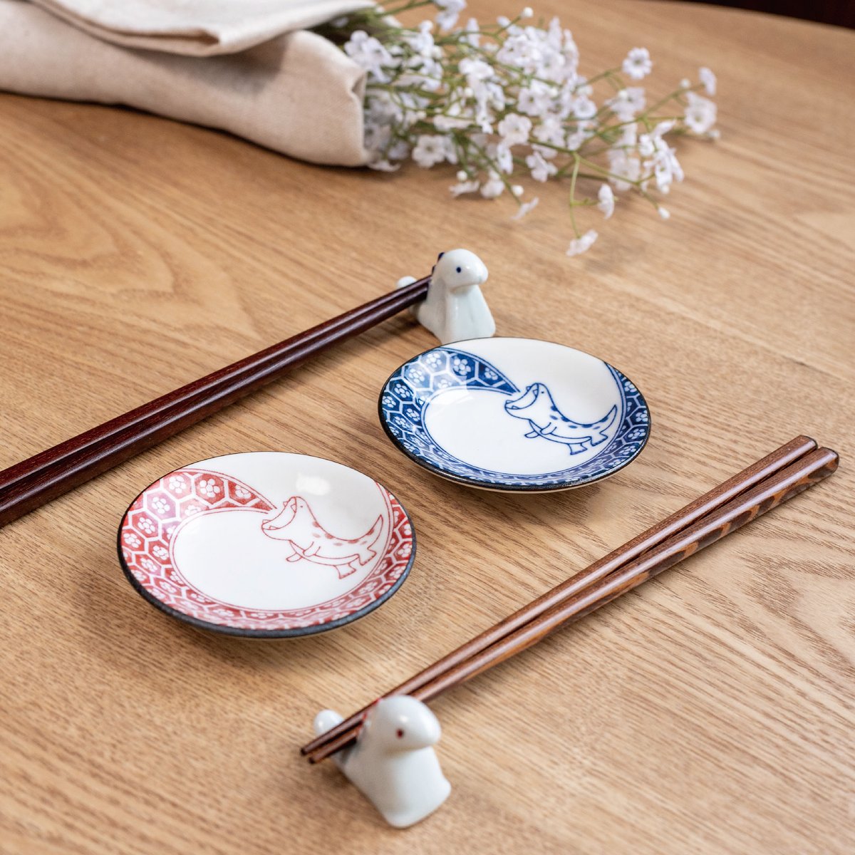 江戸っ子恐竜 まめ皿・箸置ペア [ギフトセット] | AWASAKA