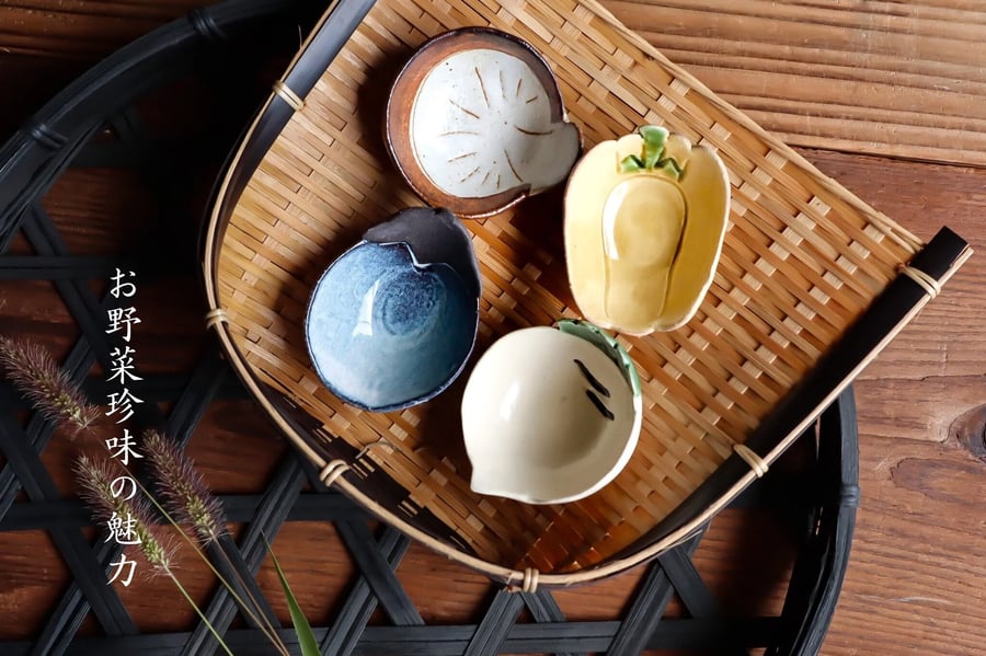 作家物 ざくろ柄手描きの器 脚付き刺身皿 浅小鉢 花甕購入５枚一組セット koudaisigaraki_1.jpg