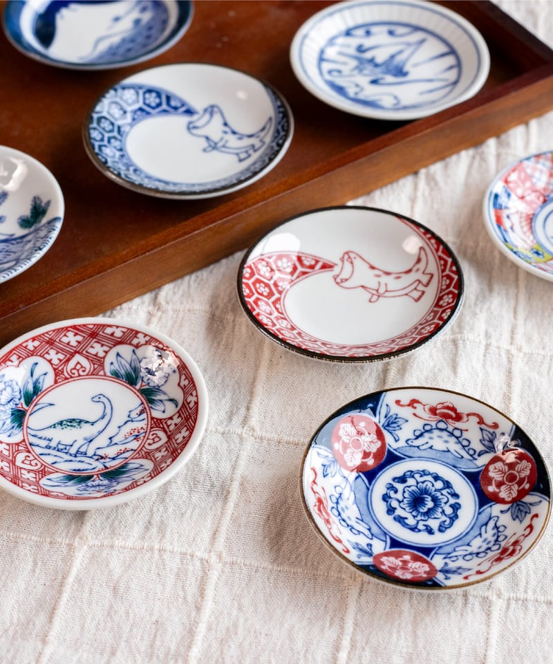 江戸っ子恐竜 しあわせ図鑑（まめ皿4枚セット）［ギフトセット］ | AWASAKA