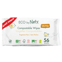 【即納】Eco by Naty(エコバイナティ)：植物由来の無香料ベビーワイプ／５６枚