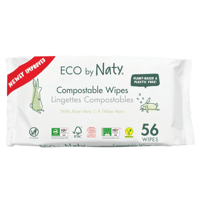 【即納】Eco by Naty(エコバイナティ)：アロエベラ配合 植物由来のベビーワイプ／５６枚
