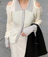 【即納商品】 stone sheer polo knit