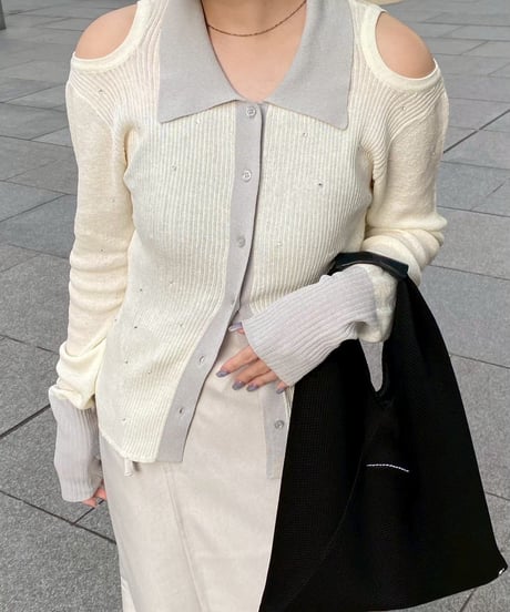 【即納商品】 stone sheer polo knit