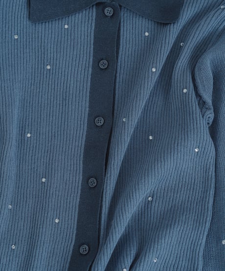 【即納商品】 stone sheer polo knit