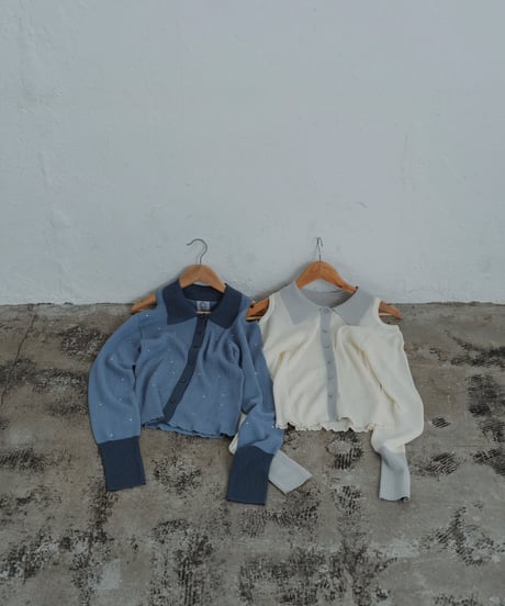 【即納商品】 stone sheer polo knit