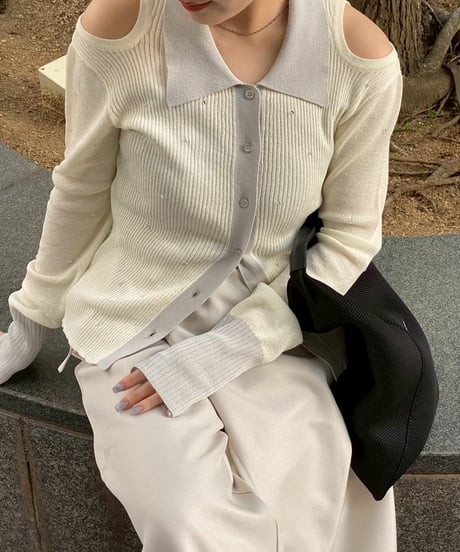 【即納商品】 stone sheer polo knit