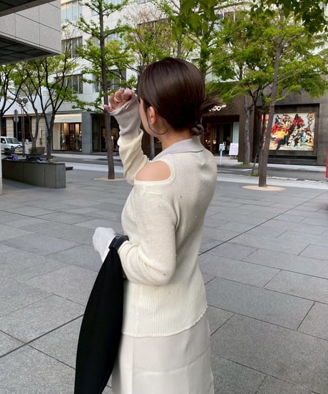 【即納商品】 stone sheer polo knit