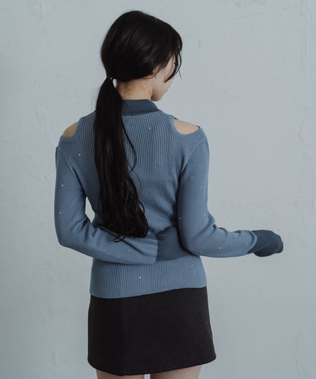 【即納商品】 stone sheer polo knit