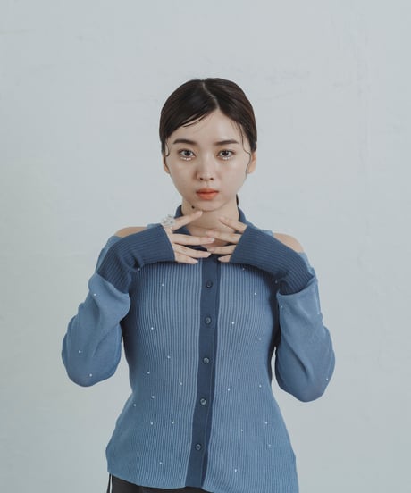 【即納商品】 stone sheer polo knit