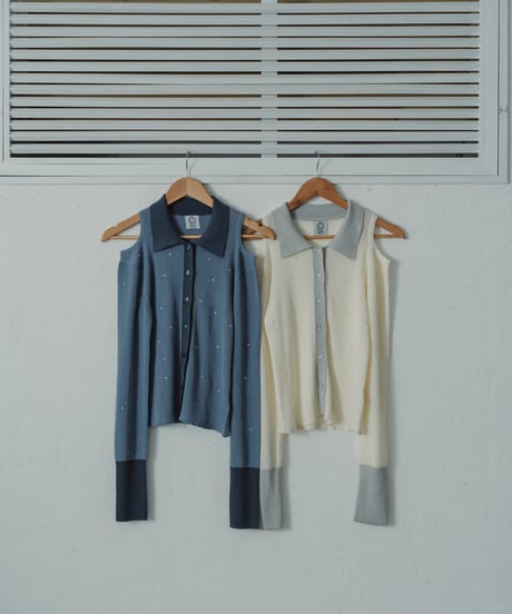 【即納商品】 stone sheer polo knit