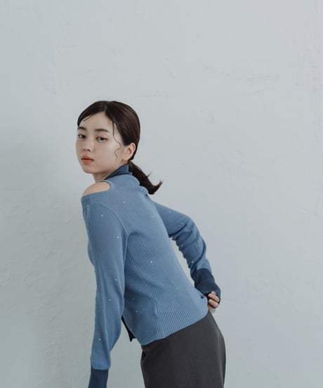 【即納商品】 stone sheer polo knit