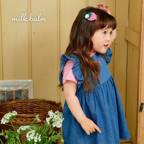 milkbalm/17. strawberry denim one-piece XS-XL